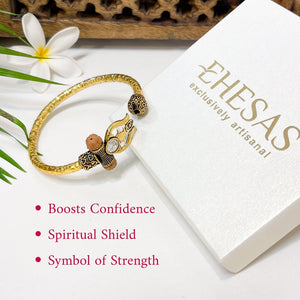 Trident Kada (Gold Plated) - Trishul Damru Kada with 5 Mukhi Rudraksha Beads